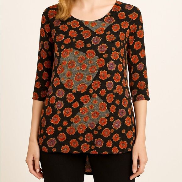 Lularoe Irma Popover Floral Top Purple/Red/Gray Size Large - Picture 1 of 10